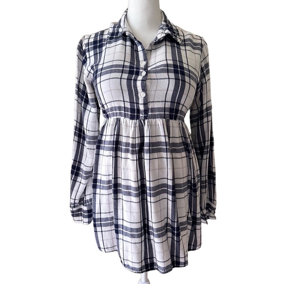ISABEL MATERNITY Plaid Long Sleeve Button Down Empire Waist Flowy Blouse Size M - Picture 9 of 12